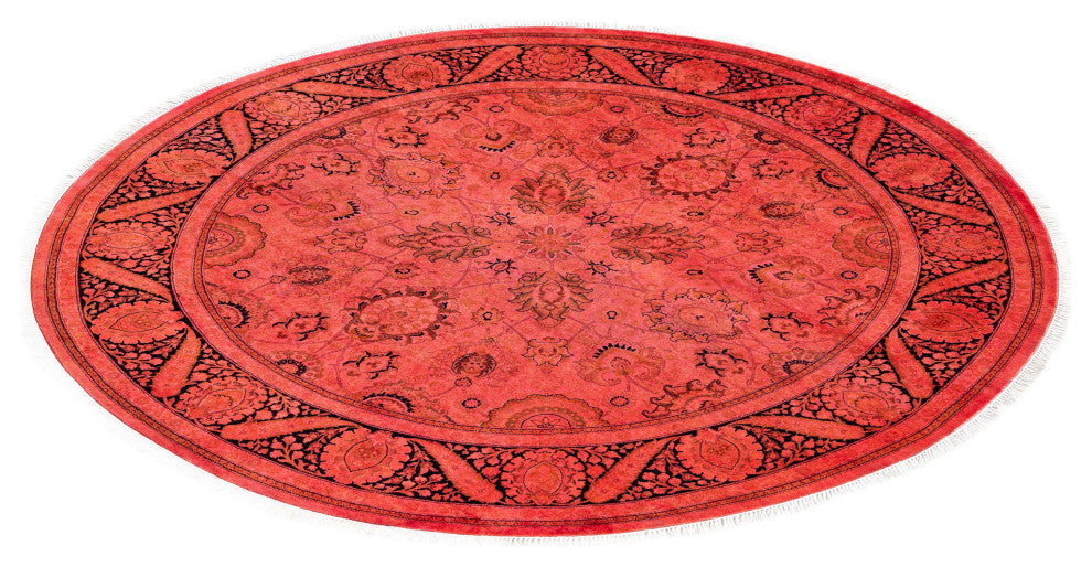 Overdyed One-of-a-Kind Hand-Knotted Area Rug Pink, 6' 1" x 6' 1"