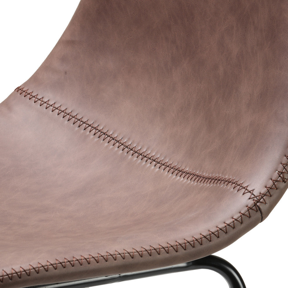 Cortesi Home Gavin Counterstool In Faux Brown Leather, Set Of 2