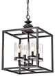 Iris 4-Light Antique Black Lantern Chandelier With Clear Glass Cylinders