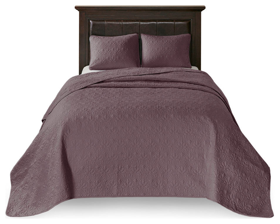 Madison Park Quebec Reversible Bedspread Set, Purple