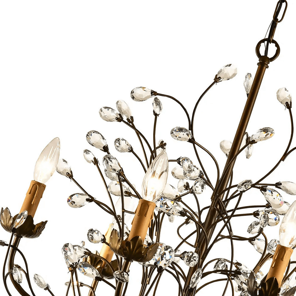 Silvia Antique Bronze 6-light Crystal and Iron Chandelier