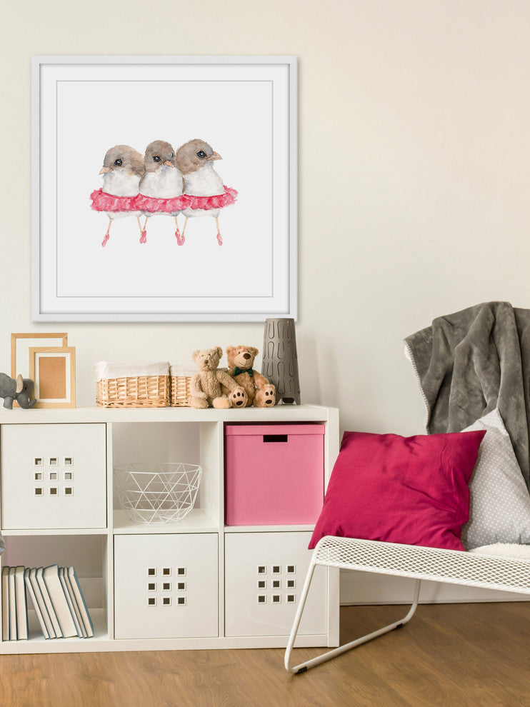 Marmont Hill, "Ballerina Birds" by Thimble Sparrow Framed Painting Print, 12x12