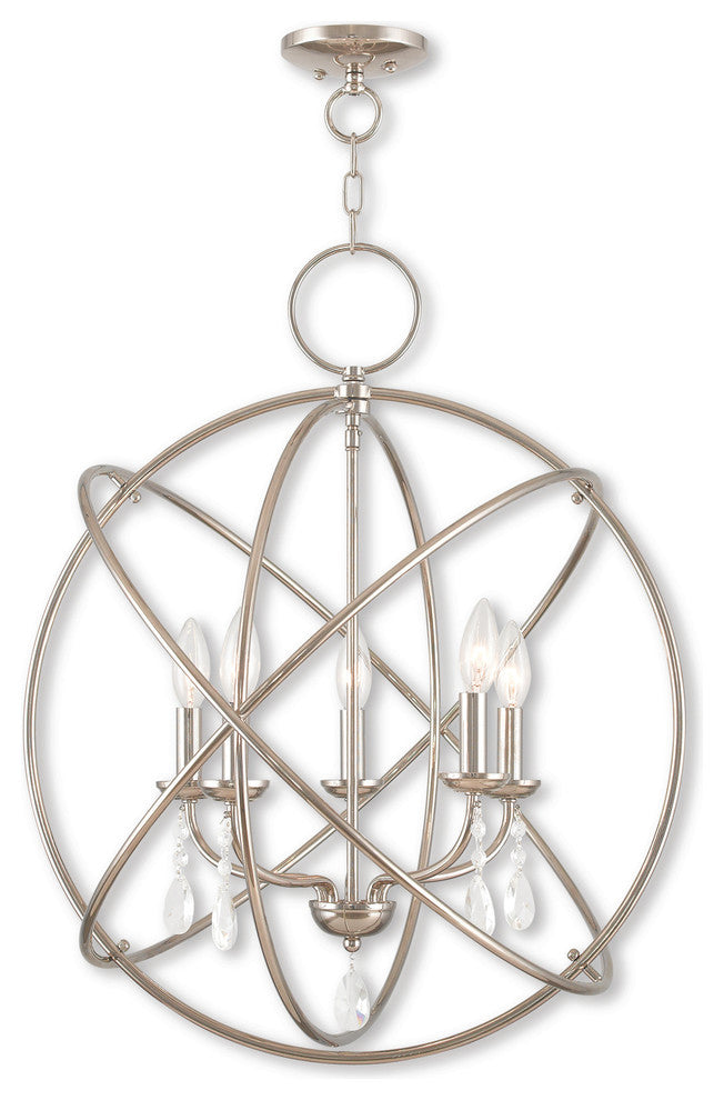 Aria 5-Light Chandelier, Polished Nickel