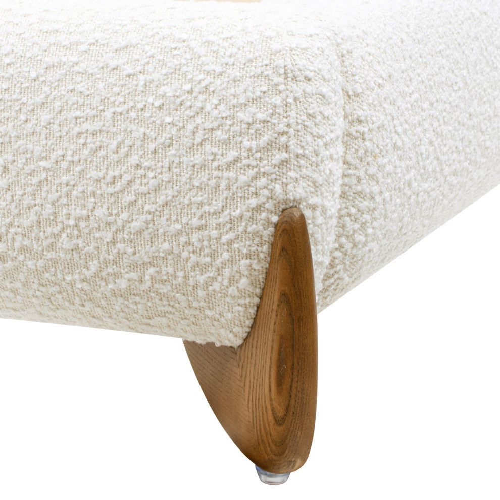 Alpine Sherpa Modern Platform Bed, Ivory White Boucle, King
