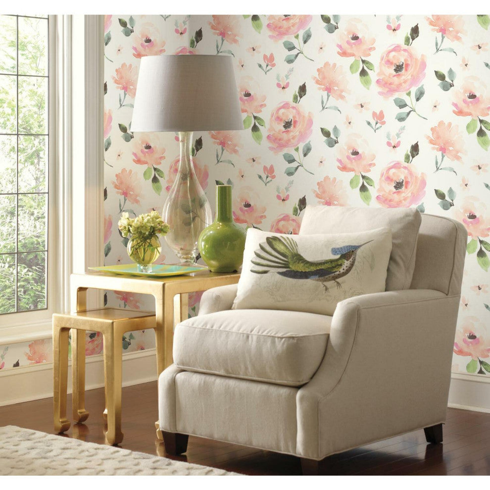 Watercolor Blooms Peel and Stick Wallpaper