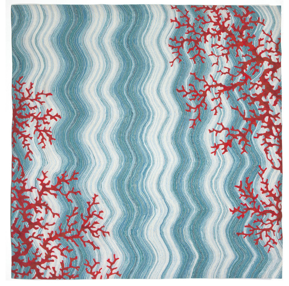 Visions IV Coral Reef Indoor/Outdoor Rug Water 8' Square