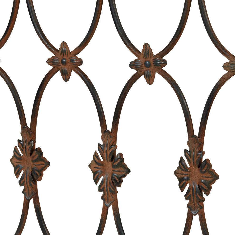 Filagree Metal and Wood Side Table Brown Finish