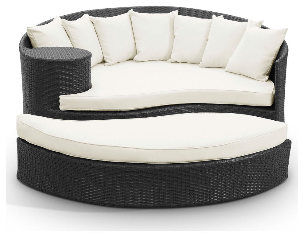 Modway Taiji Outdoor Patio Wicker Daybed, Espresso White