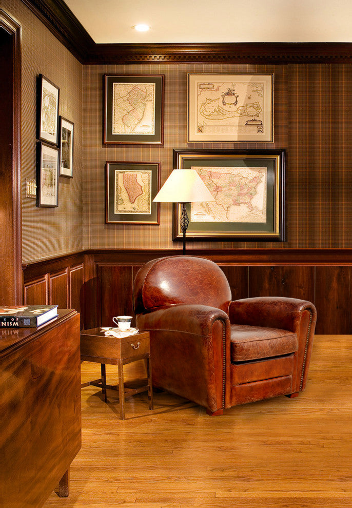 Pasargad Home Genuine Leather Paris Club Chair, Brown