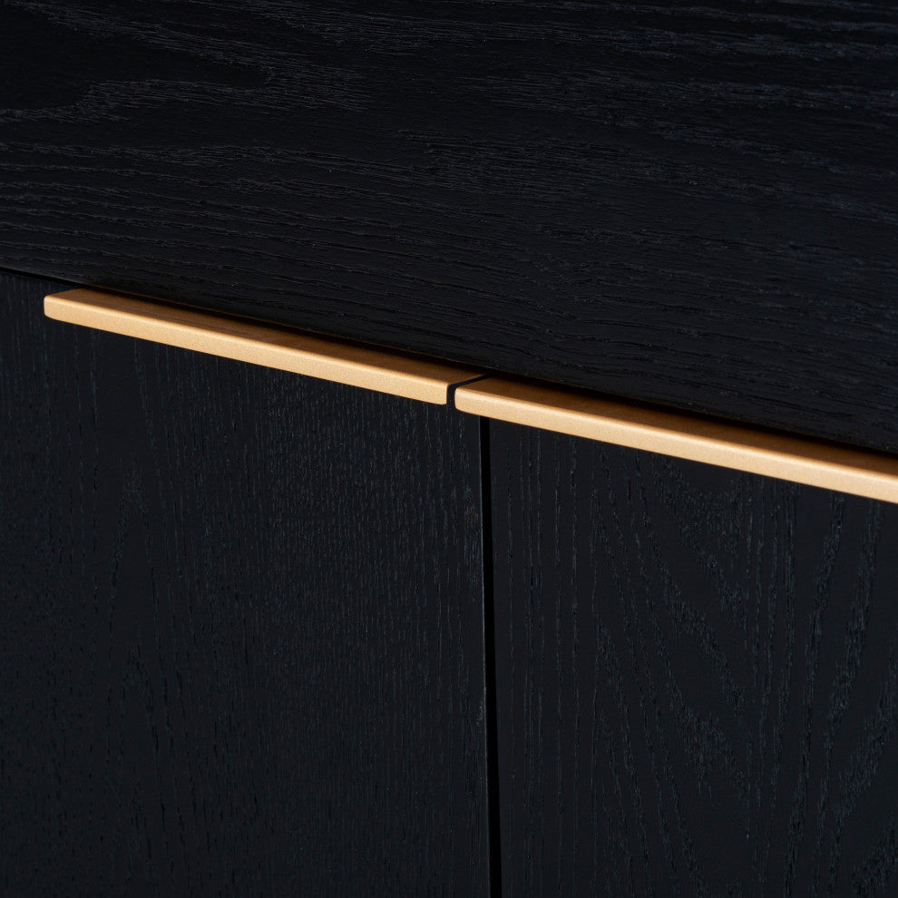 Safavieh Couture Gabrietta Wood Tv Stand, Black/Gold