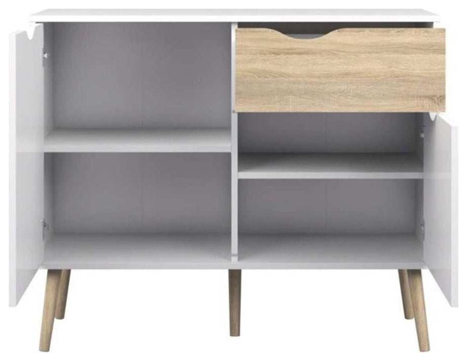 Tvilum Diana 2 Door Wood Sideboard with 1 Drawer in White Oak