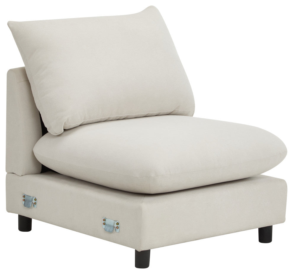 GDF Studio Upholstered Modular Sectional Sofa Set, White Sand, 3 Seater