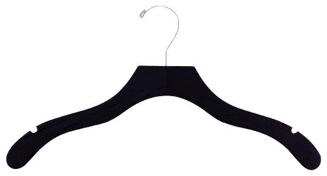 Wooden Wavy Top Hanger, Black/Chrome Finish, Box of 50