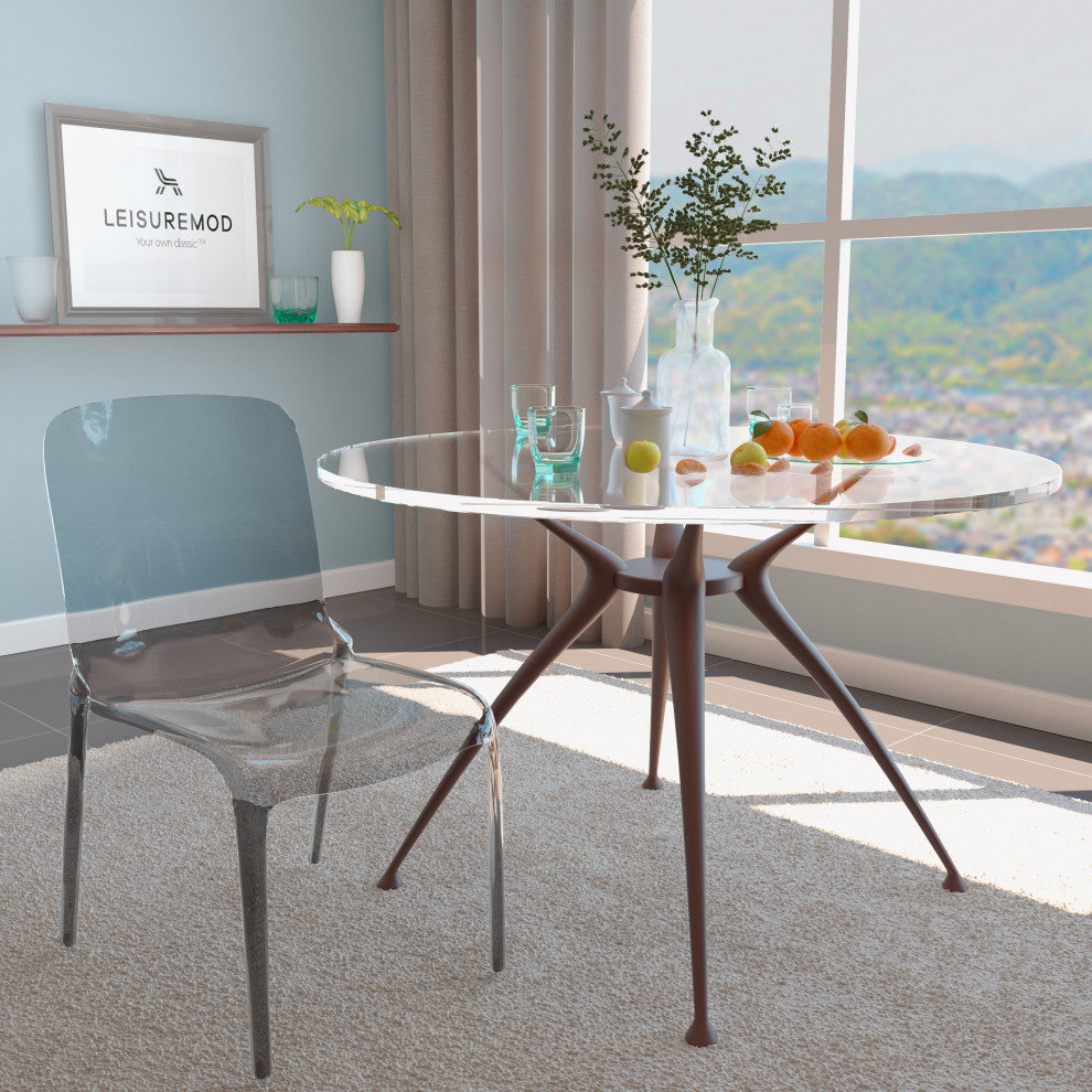 LeisureMod Murray Lucite Stackable Molded Dining Side Chair, Black
