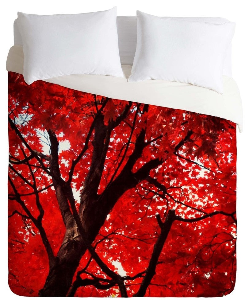 Deny Designs Happee Monkee Red Canopy Duvet Cover - Lightweight