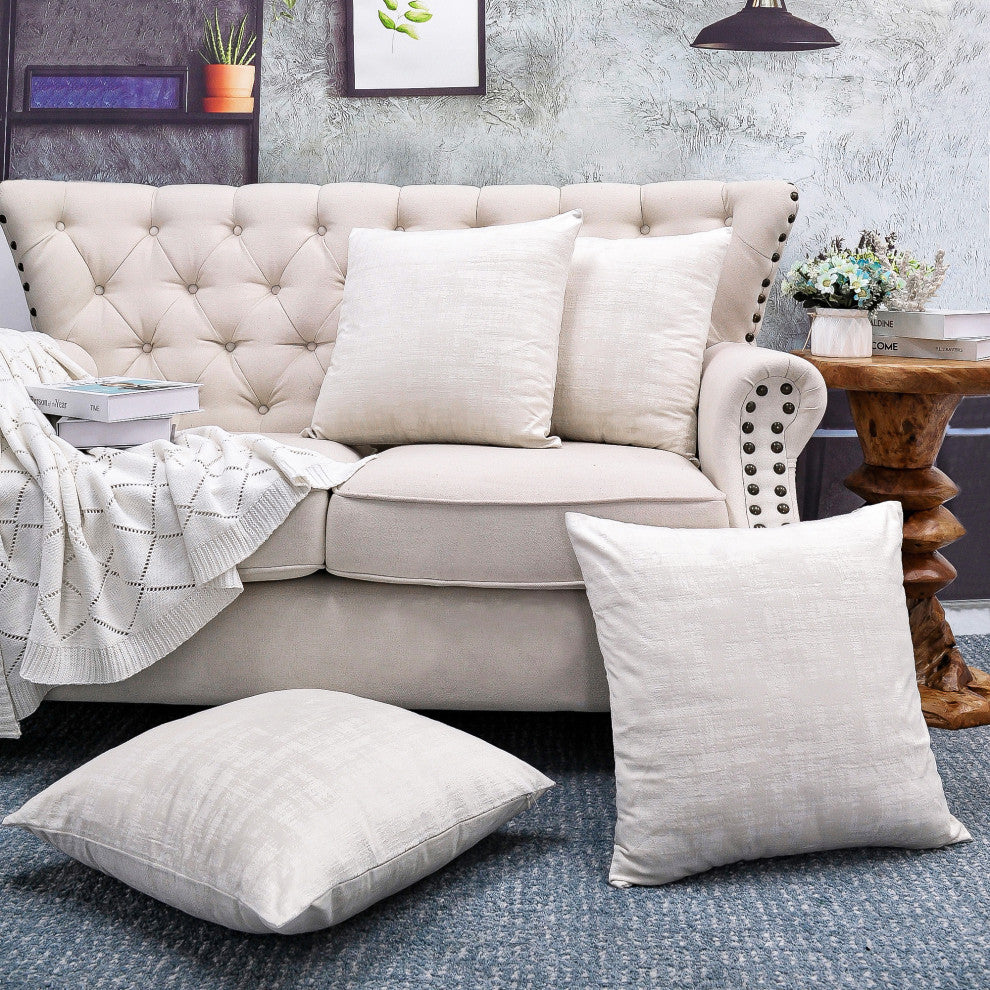 Serenta Textured Velvet Pillow Shell, Set of 4, Gardenia