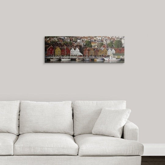 "Bergen Norway" Canvas Art, 36"x12"x1.25"