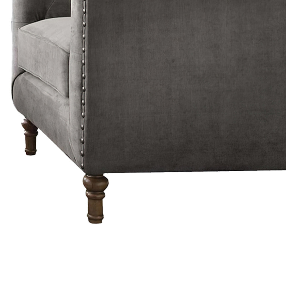 Sidonia Chair With 1 Pillow, Gray Velvet