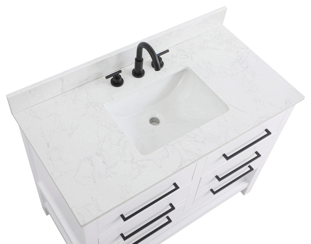 Home Living 42" Single Bathroom Vanity, White With Backsplash