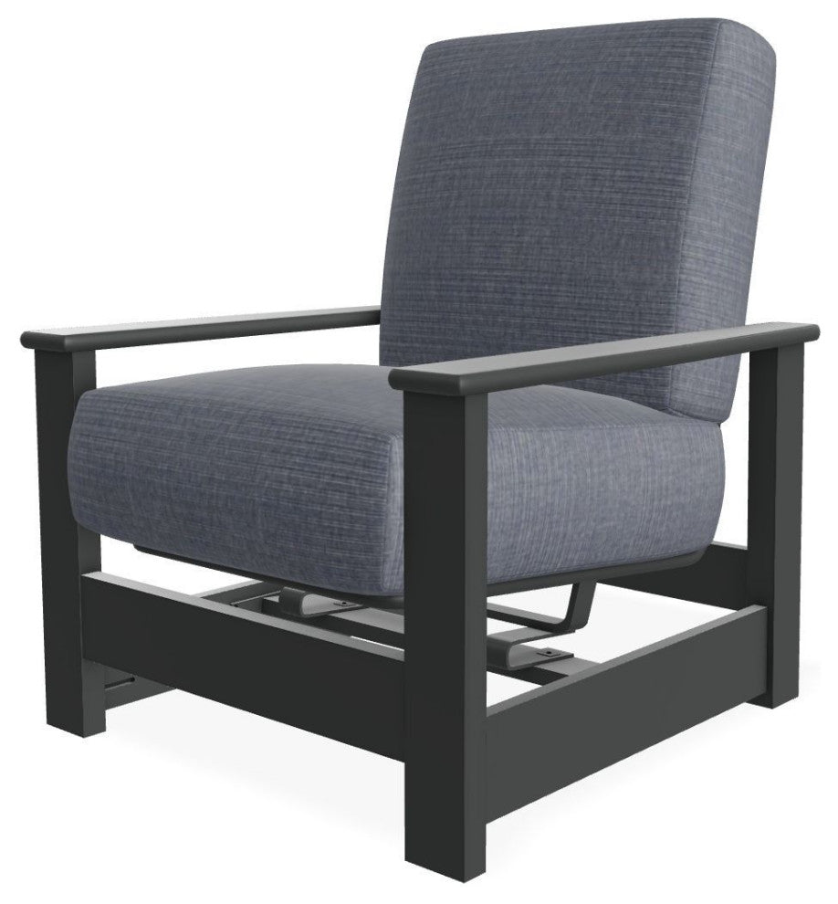 Leeward Deep Seat Outdoor Armchair with Hidden Motion, Proven Denim/Graphite