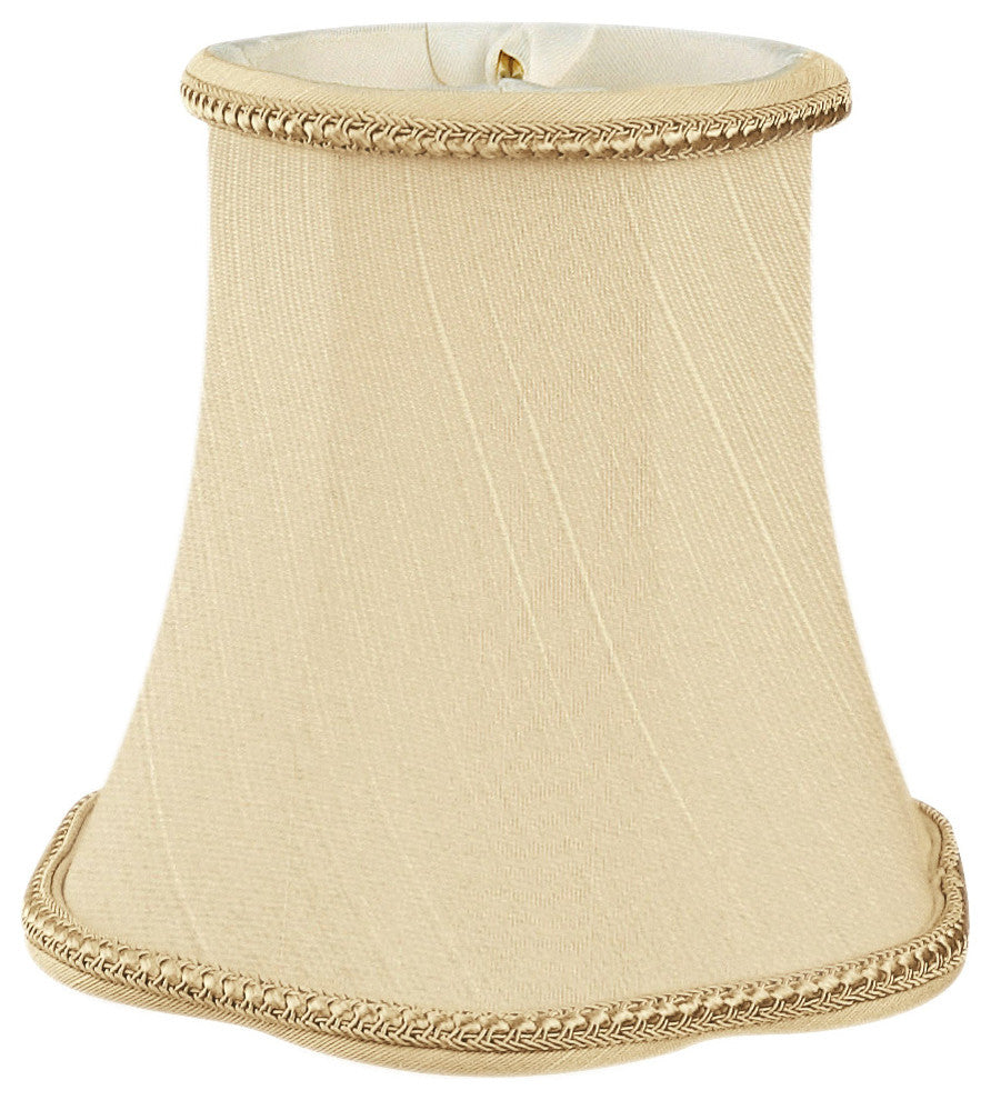 5" Decorative Trim Scallop Bell Chandelier Lampshade, Beige, Beige, Set of 6