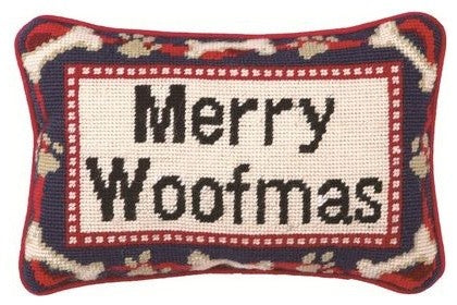 Merry Woofmas NeedlePoint Pillow