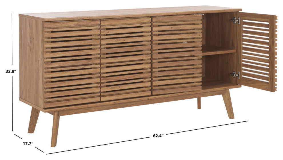 Safavieh Atlantes 4 Door 4 Shelf Media Stand, Oak