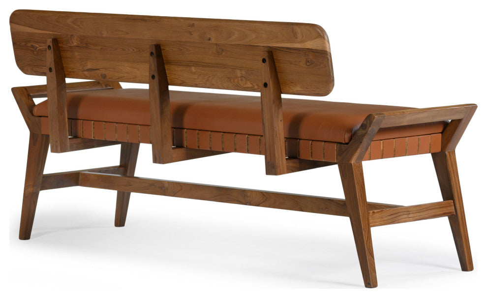 Robertson Recycled Teak Leather Bench