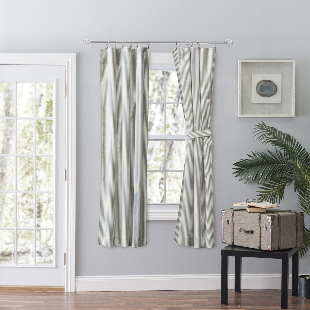 Plaza Stripe Tailored Panel Pair, Sage, 56"x63"