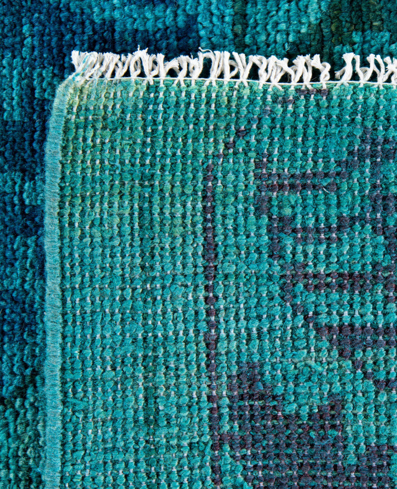 Overdyed One-of-a-Kind Hand-Knotted Area Rug Green, 8' 3" x 9' 8"