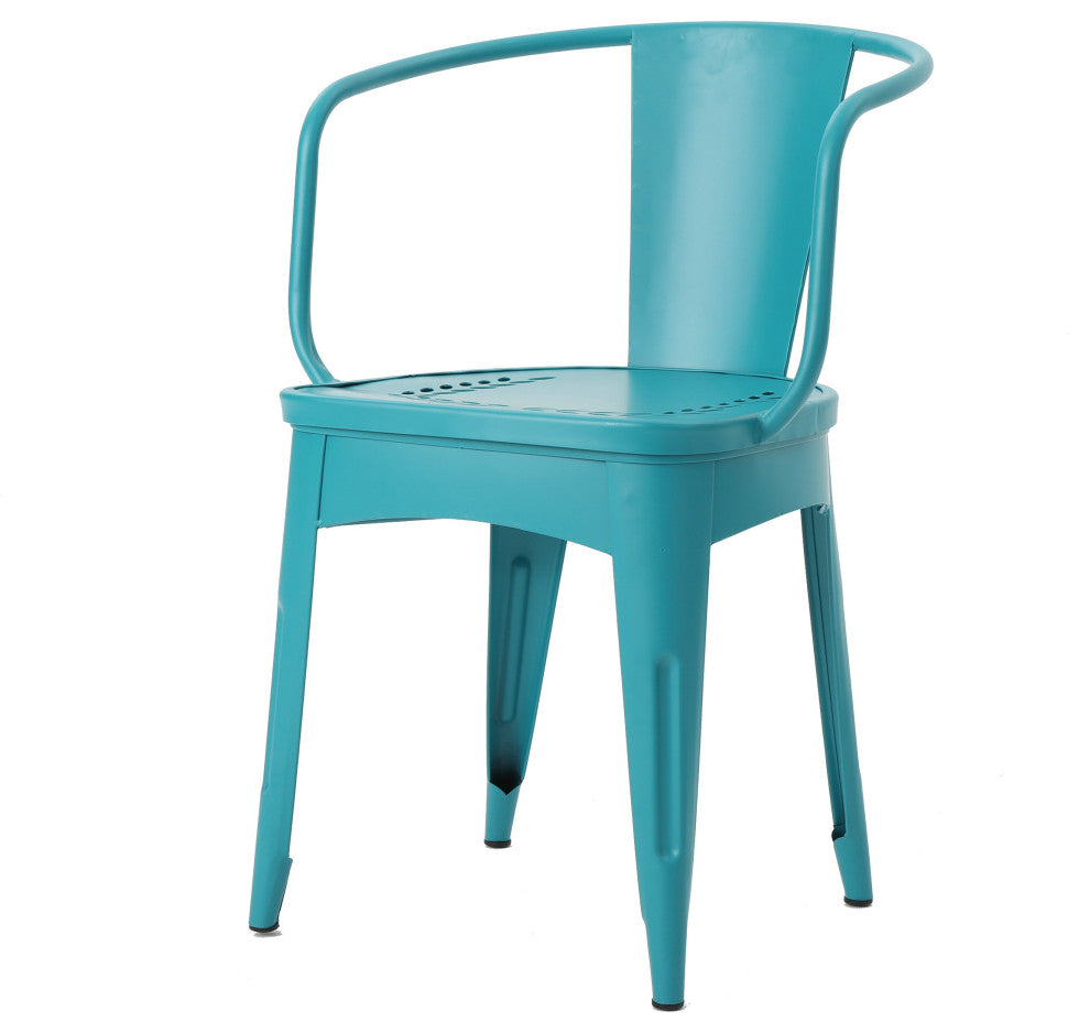 GDF Studio 3-Piece Leona Outdoor Iron Bistro Set, Matte Teal
