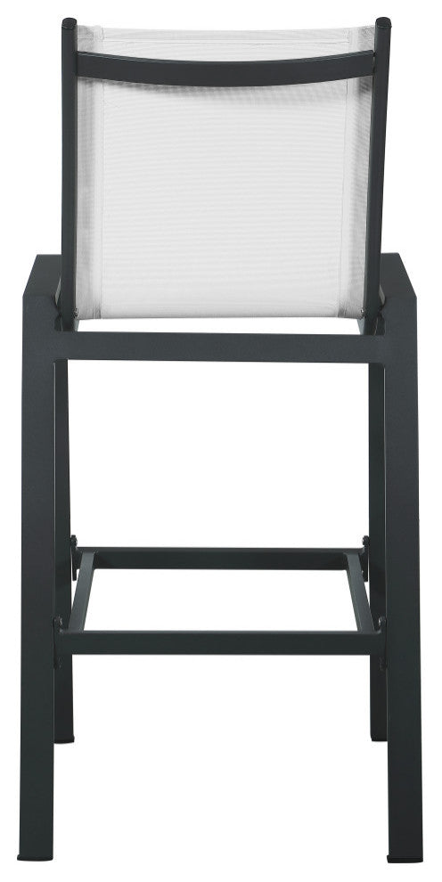 Nizuc Mesh Water Resistant Patio Aluminum Barstool (Set of 2), White, Gray Frame