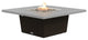 Square Fire Pit Table, 56x56, Natural Gas, Hilltop Grey Top, Bronze