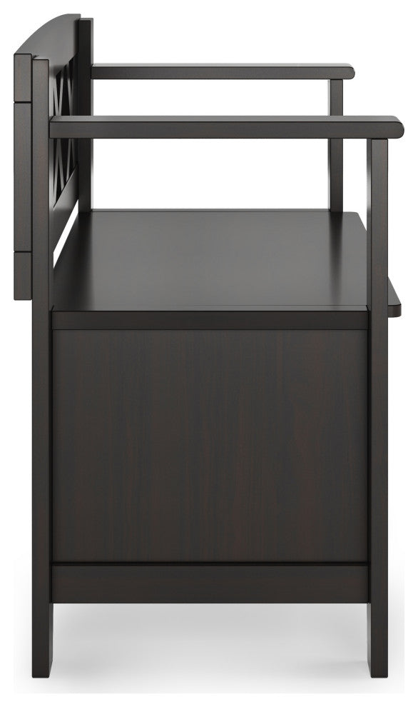 Amherst Solid Wood Small Entryway Storage Bench, Hickory Brown
