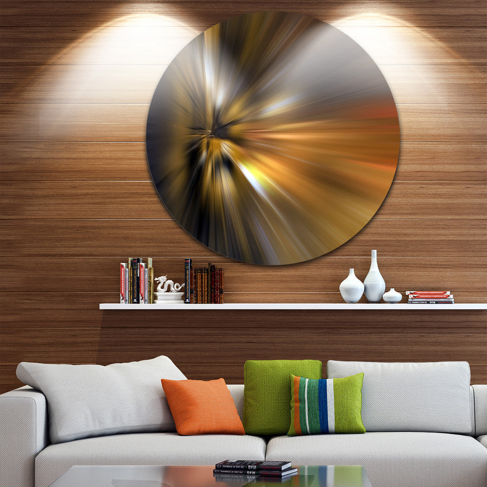 Glowing Brown Focus Light, Abstract Digital Round Wall Art, 38"