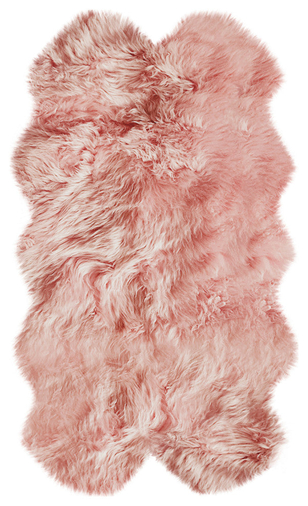 New Zealand Quattro Sheepskin Rug, Pink, 4'x6'