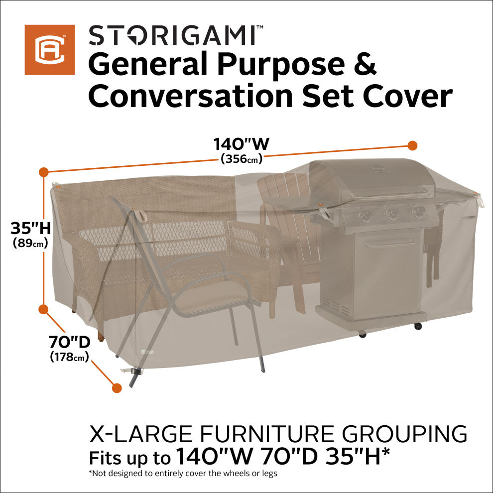Storigami Easy Fold General Purpose Patio Furniture Cover, Goat Tan, X-Large