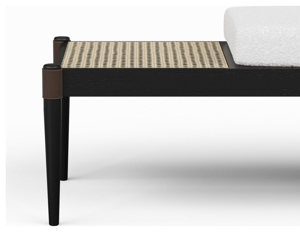 Bello Bench, Noodles Opulent Upholstery, Black, Natural Frame