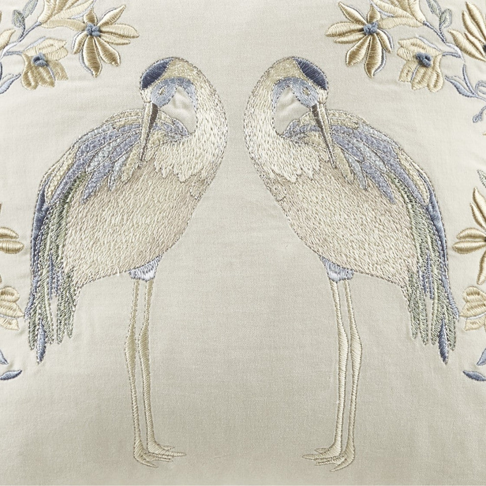 Croscill Home Florio Crane Embroidered Square Pillwo 18x18