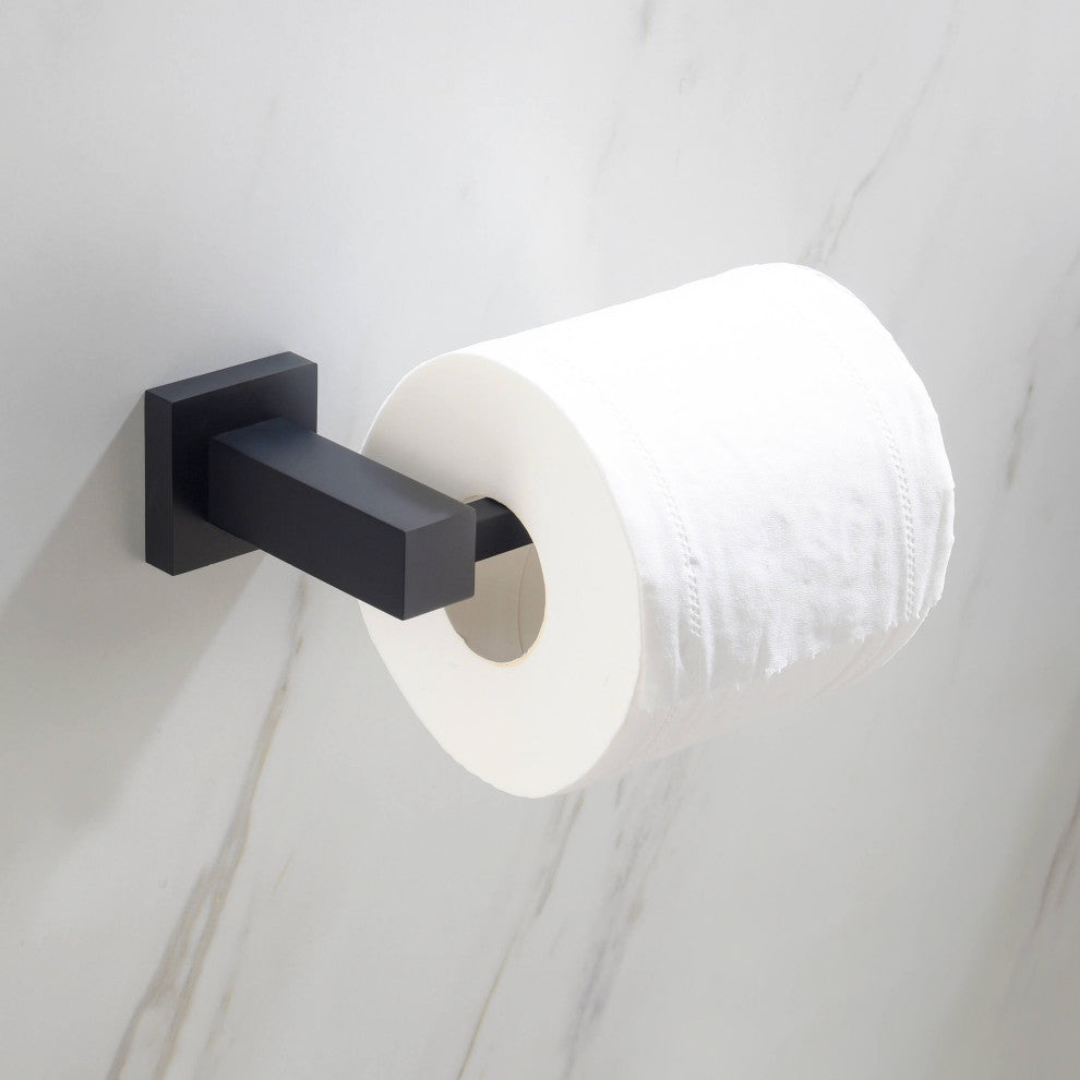 Cube 2-Piece Bathroom Hardware Set, Matte Black