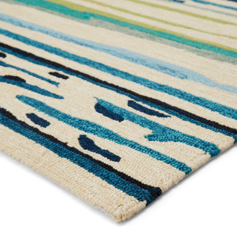 Jaipur Living Sketchy Lines Indoor/Outdoor Abstract Blue/Green Area Rug, 7'6"x9'