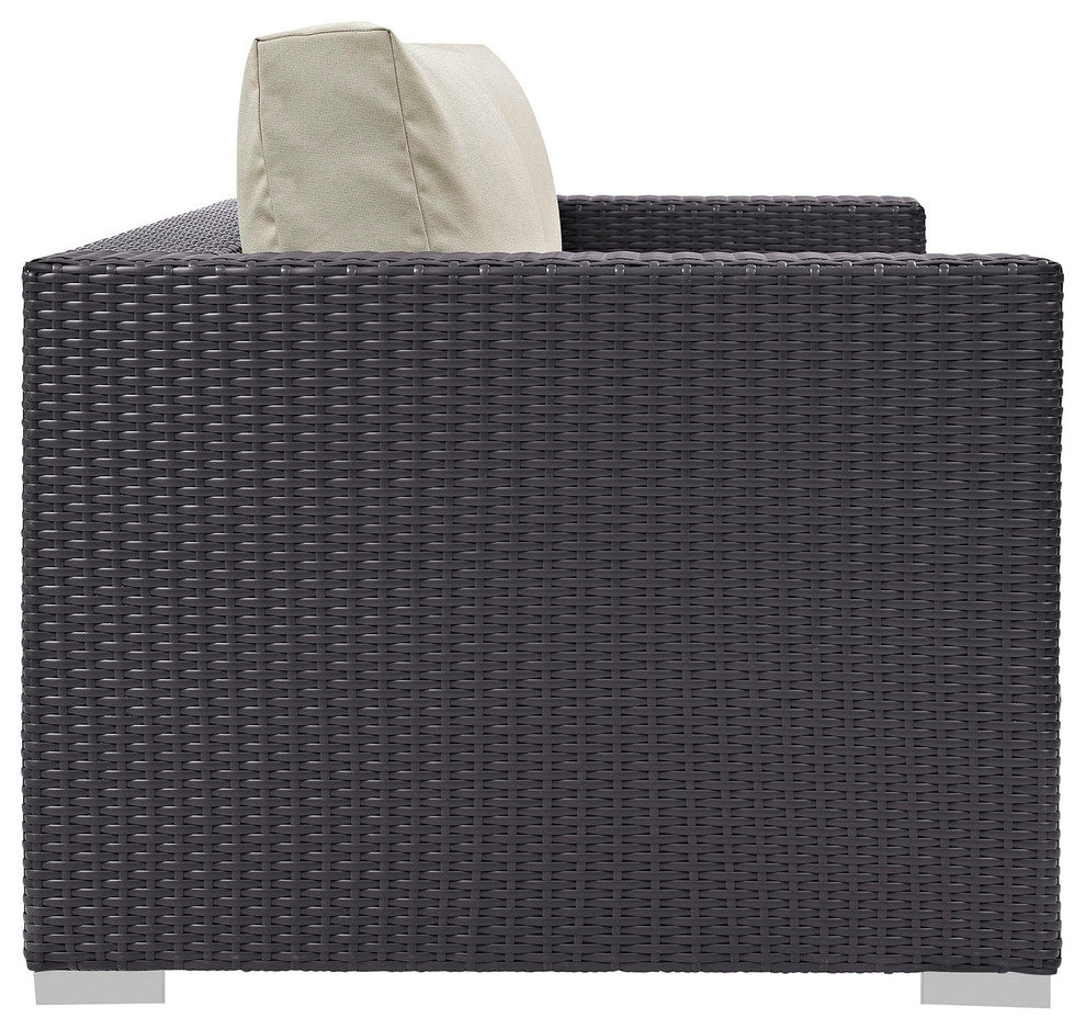 Espresso Beige Convene Outdoor Patio Loveseat