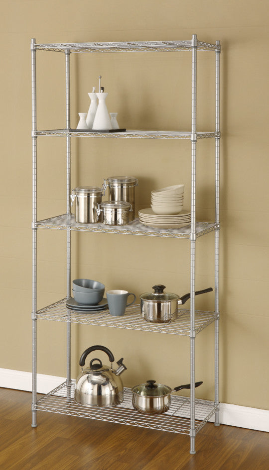 68"  5-Shelf Silver Metal Wire Shelving Rack