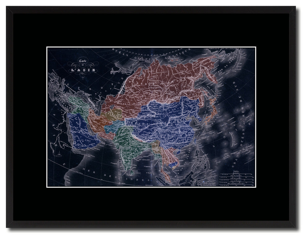 Asia Vintage Vivid Color Map Canvas, 16"x21"