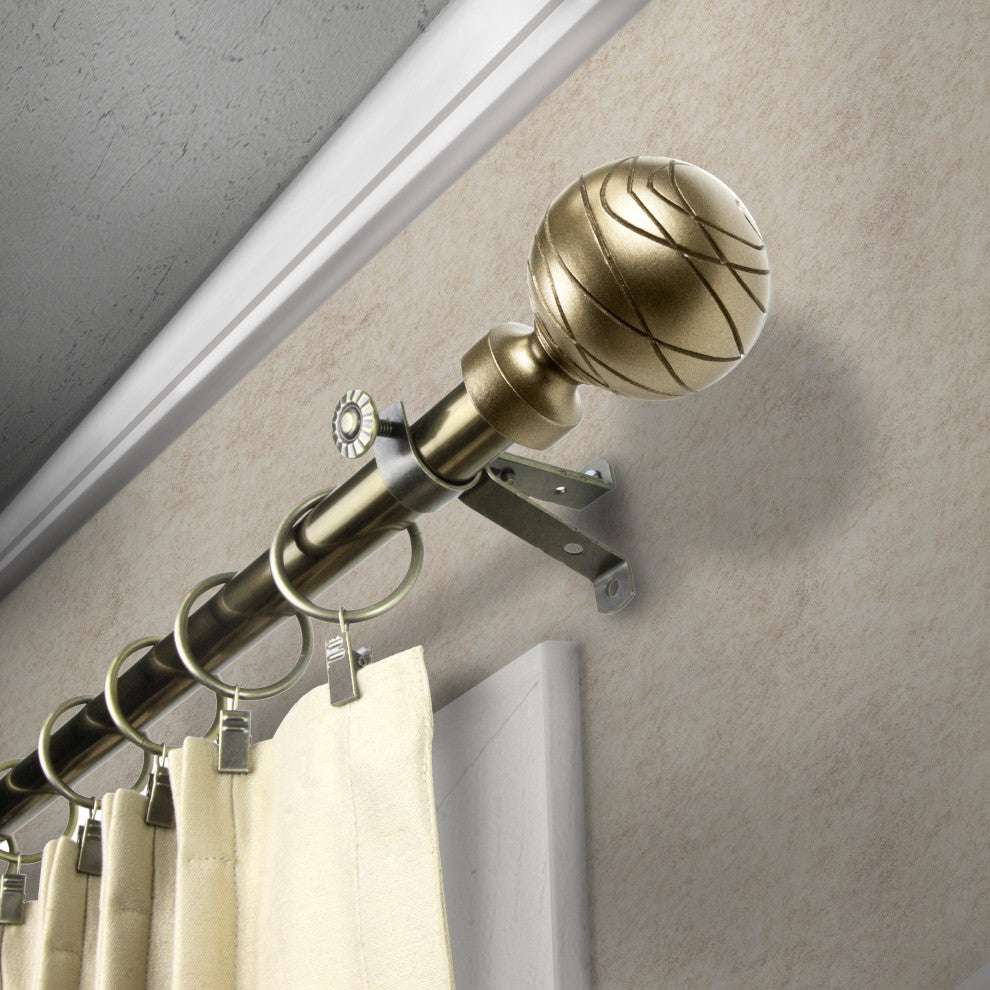 Arman Curtain Rod, Antique Brass, 120-170"