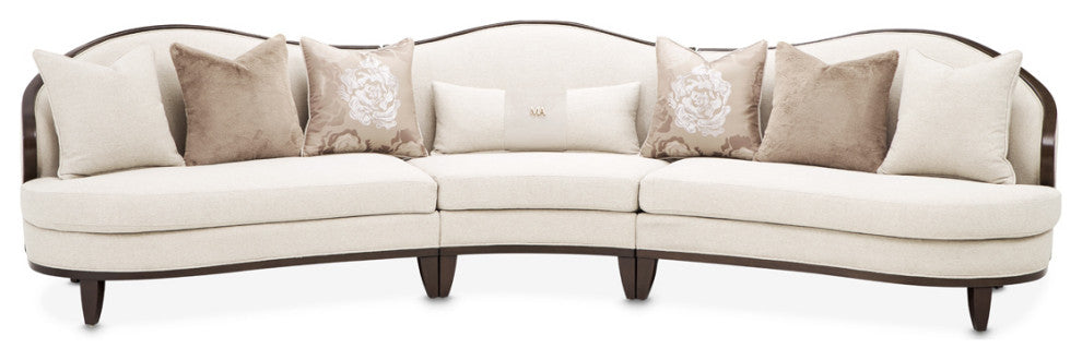 Camellia Field 3-Piece Chenille Sofa, Linen/Warm Pecan
