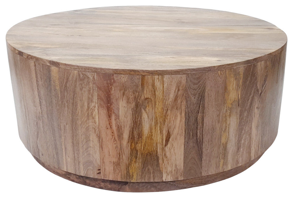 Tamia 42" Round Wooden Coffee Table, Natural