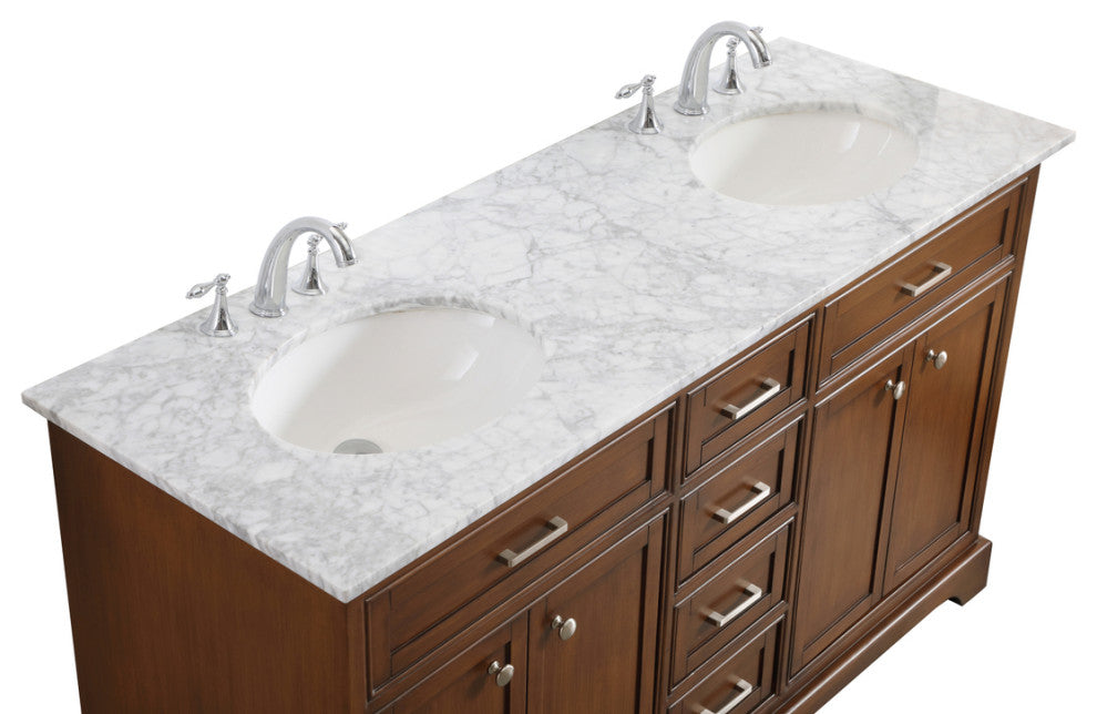 Home Living 60" Double Bathroom Vanity Set, Teak