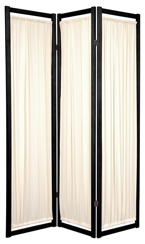 6' Tall Helsinki Shoji Screen, 3 Panel, Black