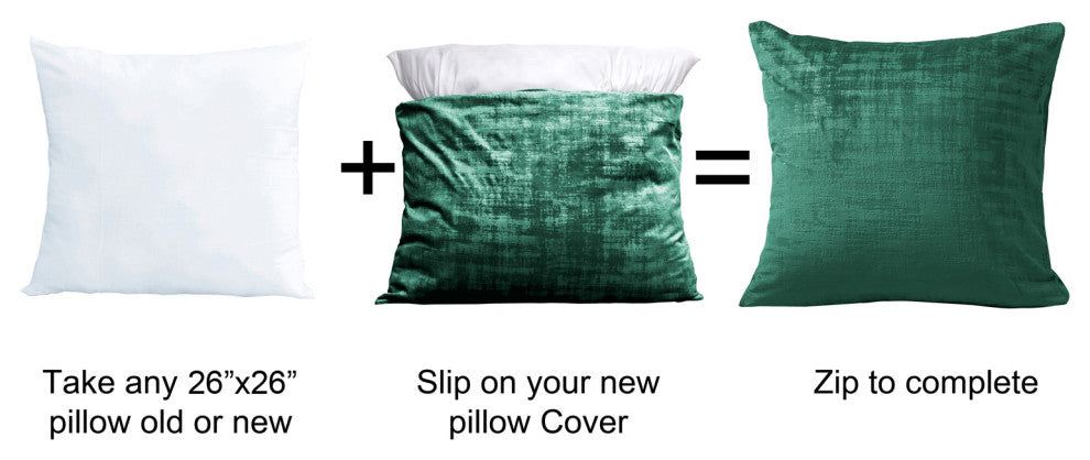 Velvet 2 Piece Euro Pillow Cover Set, Eden, 2 Piece, 26"x26"